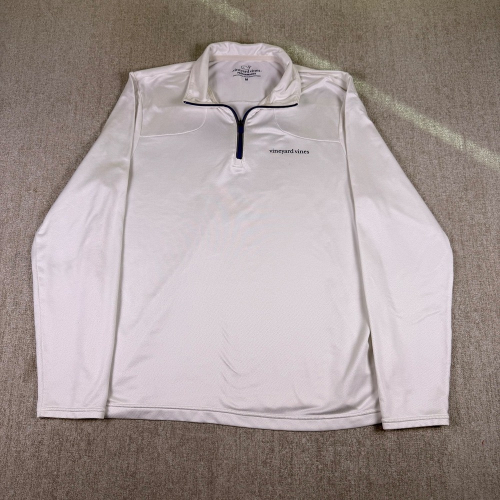 Vineyard Vines Pullover Mens Size M White Performance Quarter Zip Long Sleeve